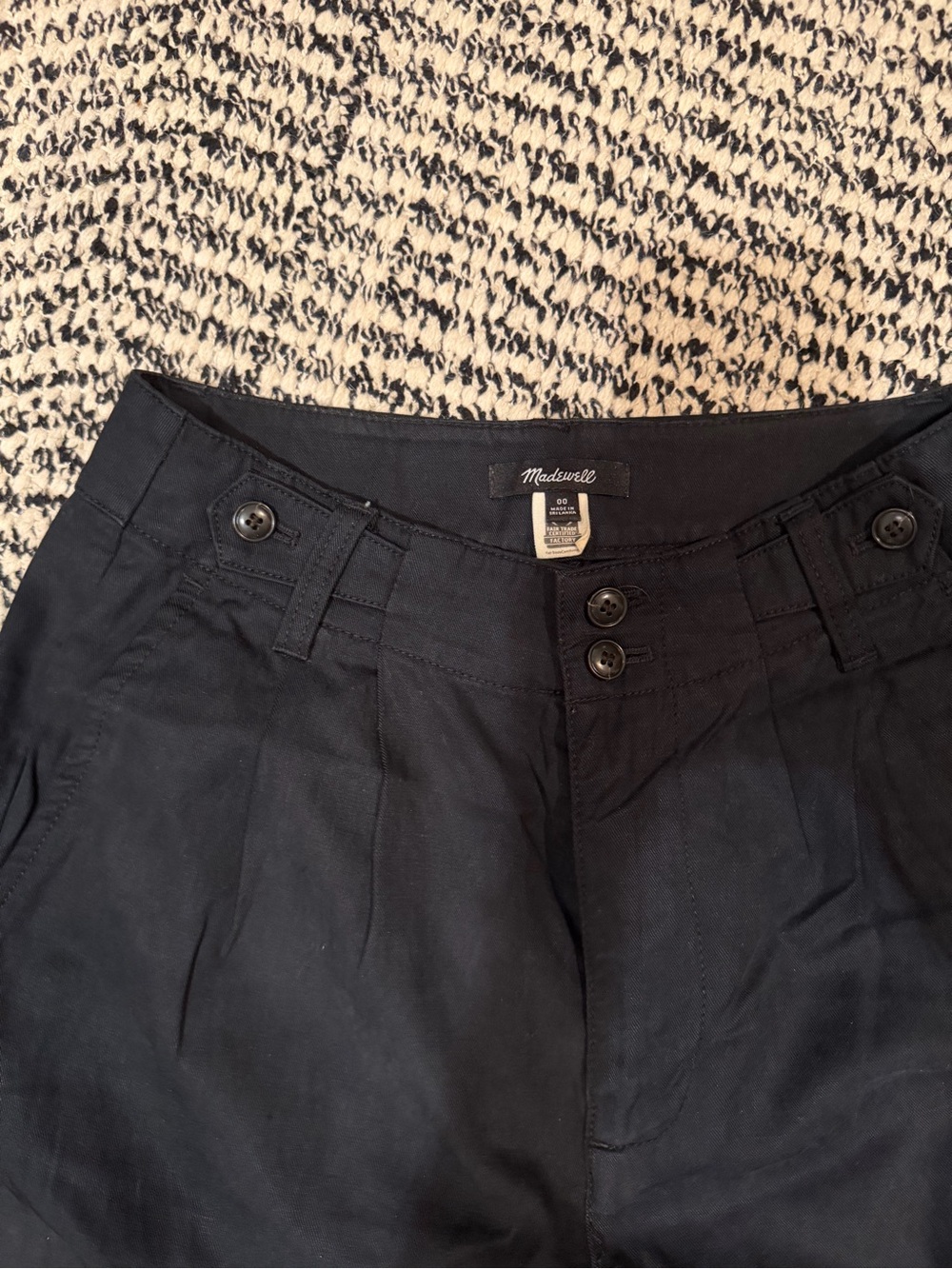 Madewell Black Button-Front High Waist Trousers